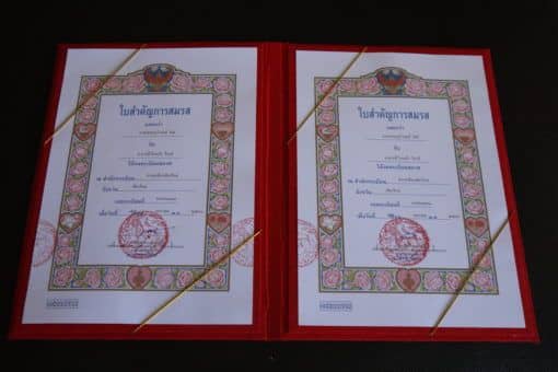 Thailand Marriage certificate